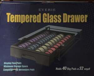 Everie Tempered Glass Coffee Pod Storage Drawer for Vertuoline Pods